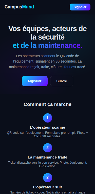 CampusMund — Signalement sur mobile