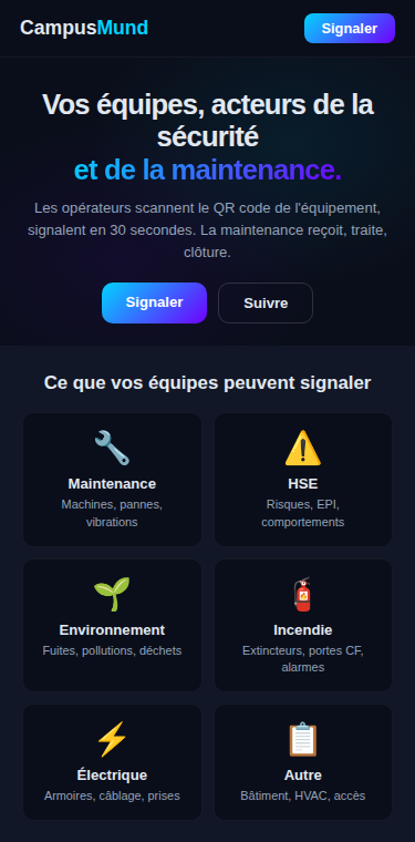 Accueil CampusMund sur mobile