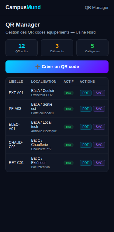 QR Manager sur mobile